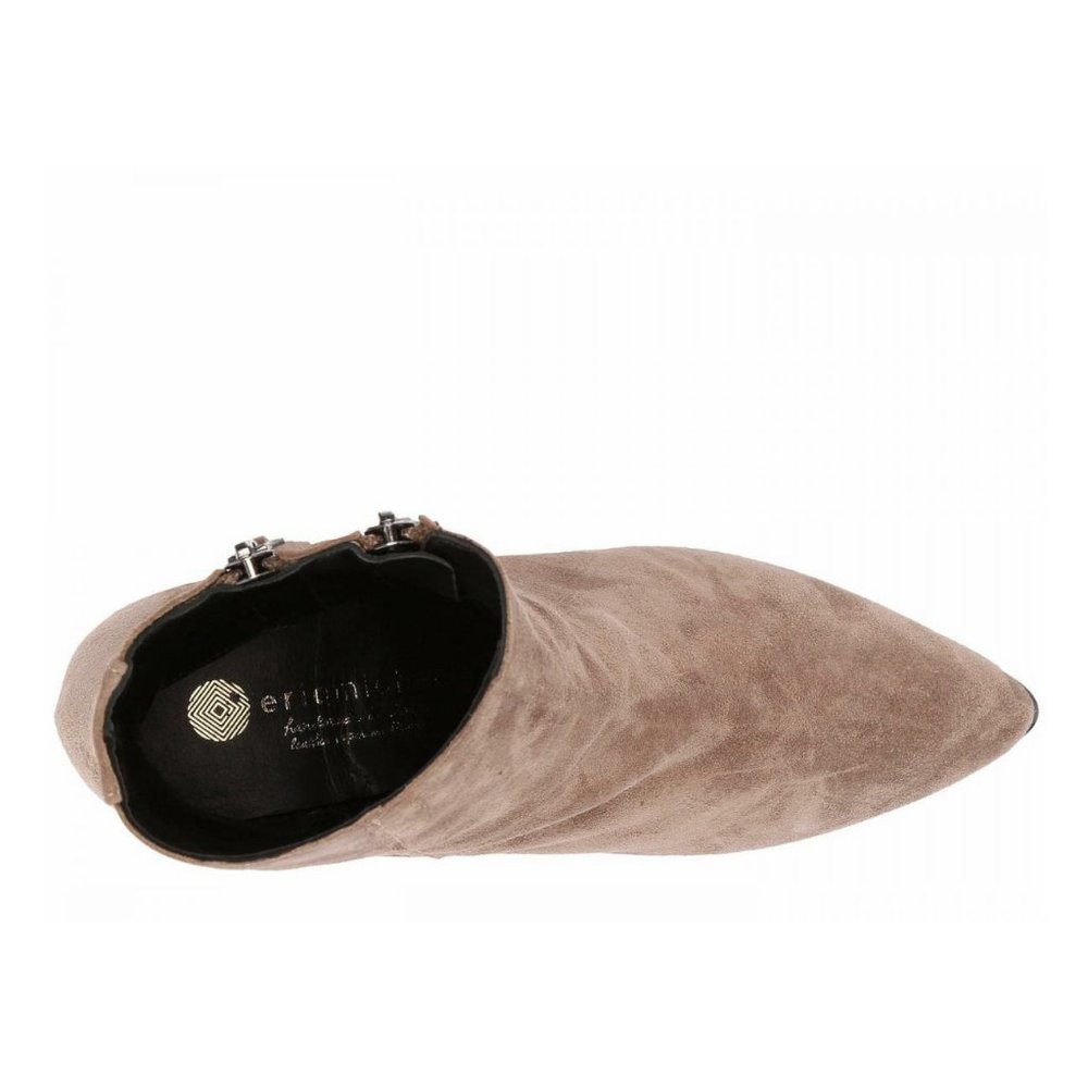 NEW Eric Michael Women Kate Beige Suede Above Ankle Zip Up Block Heel Pointed - Picture 5 of 6